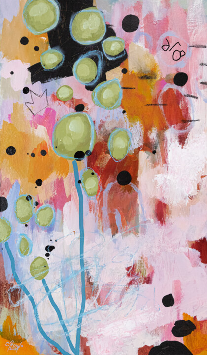 Peinture intitulée "La reine pâquerette" par Chantal Proulx, Œuvre d'art originale, Acrylique Monté sur Châssis en bois
