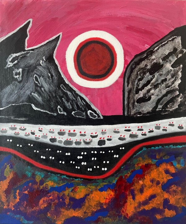 Painting titled "Onyx/Kauhun vuodena…" by Carri Konttinen, Original Artwork, Acrylic