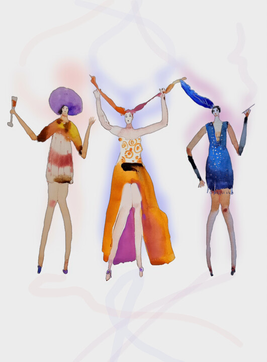 Painting titled "Whimsical Female Fi…" by Olga Sova, Original Artwork, Collages