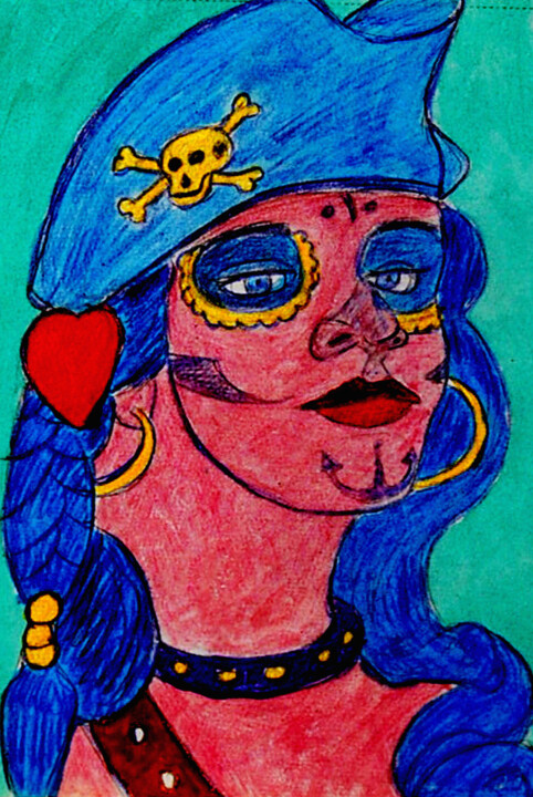 La femme pirate 1 绘画, 11.8x7.9 in