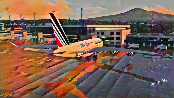 Arte digitale intitolato "L'A380 d'Air France…" da Jamy Delpias, Opera d'arte originale, Pittura digitale