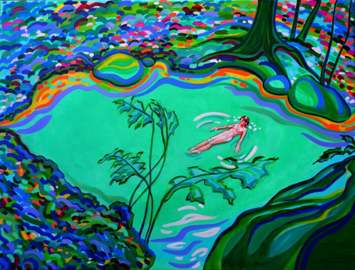 绘画 标题为“Here, There and Eve…” 由Van Lanigh, 原创艺术品, 油 安装在木质担架架上