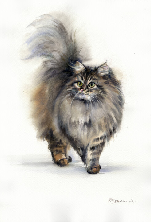 The pretty kitty. 绘画, 22.1x15 in