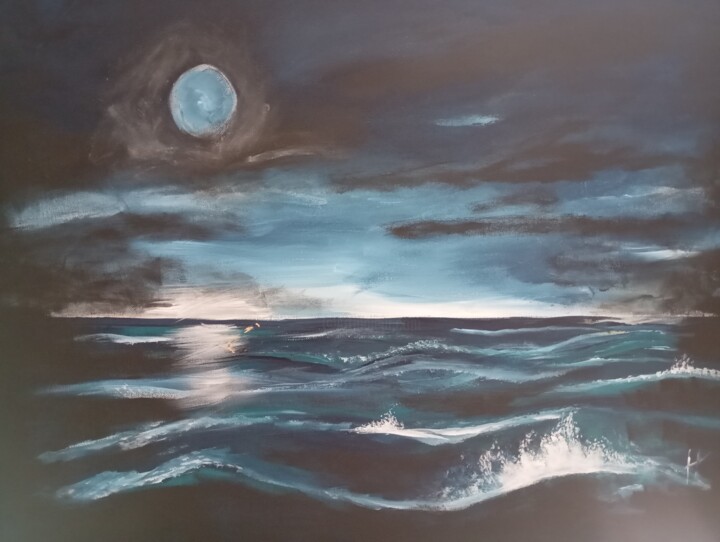 Painting titled "Entre Ciel et Mer" by Fabienne Haumont, Original Artwork, Acrylic