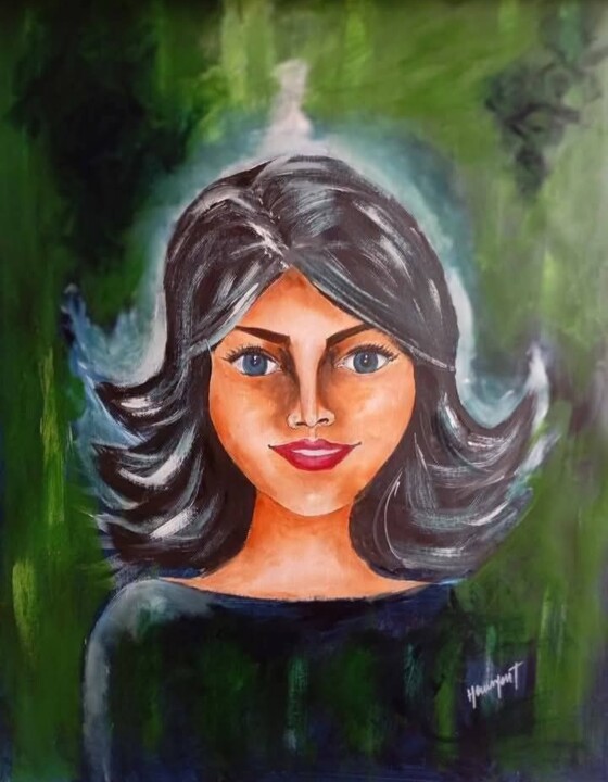 Painting titled "Green'Art" by Fabienne Haumont, Original Artwork, Acrylic