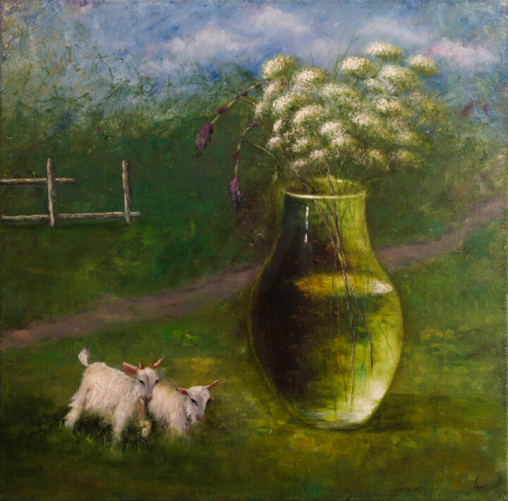 A walk through the hot summer 绘画, 23.6x23.6 in