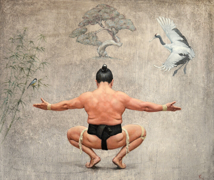 Time of crane bird Painting, 45.3x53.2 in