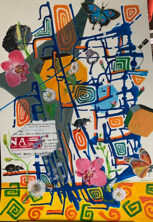 Painting titled "kaleidoscope" by Anita Bauer, Original Artwork, Acrylic