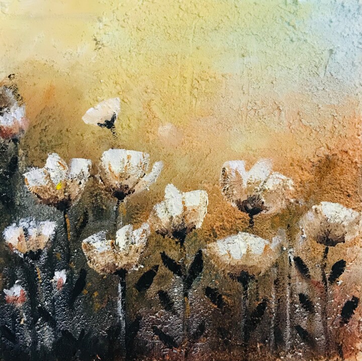 Painting titled "flowers from anothe…" by Mdamepomme, Original Artwork, Acrylic