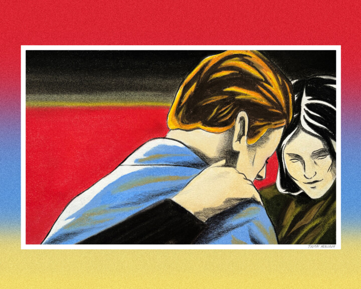 Dessin intitulée "Ton soutient" par Thomas Merceron, Œuvre d'art originale, Crayon