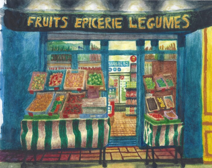 Peinture intitulée "Chez Miloud" par Camille Geoffroy, Œuvre d'art originale, Aquarelle