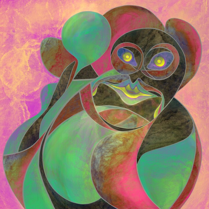 Painting titled "Les ballons" by Lenatee, Original Artwork, Analog Print