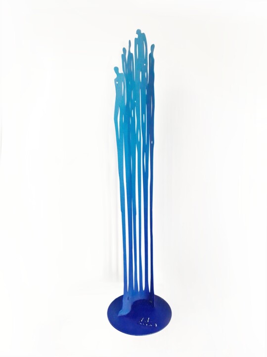 Painting titled "Foule azur" by Arno Sebban, Original Artwork, Stainless Steel