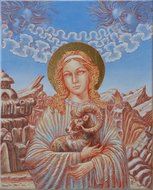Painting titled "Santa Cura" by Mauro Bordin, Original Artwork, Oil