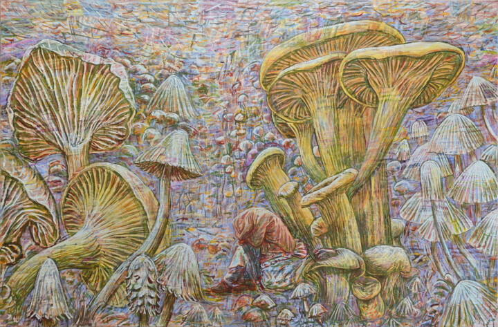 Painting titled "Le sommeil de la fo…" by Mauro Bordin, Original Artwork, Oil