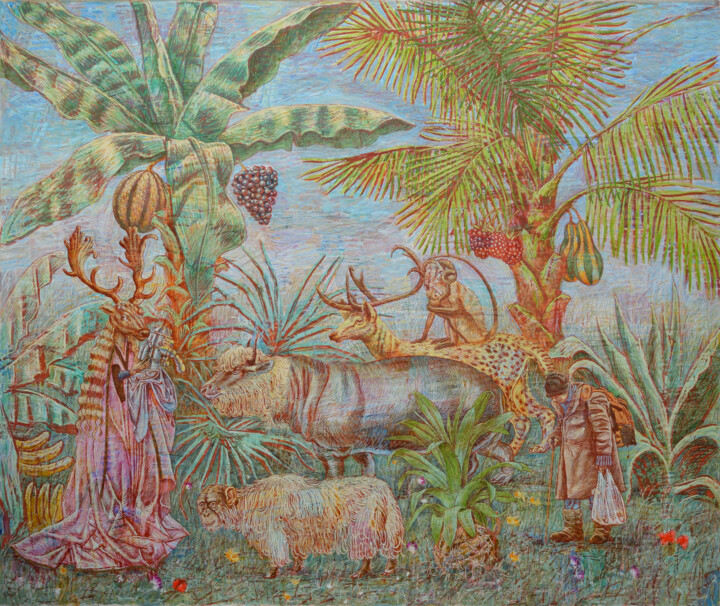 Peinture intitulée "La Visitation" par Mauro Bordin, Œuvre d'art originale, Huile