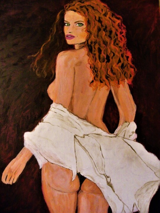 Peinture intitulée "La chemise blanche" par Véronique Aufrere, Œuvre d'art originale, Huile