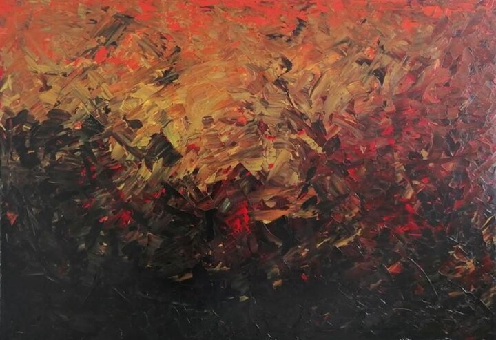 Painting titled "VOLCANO #1/ FUSION" by Thime, Original Artwork, Oil