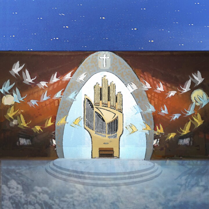 Digital Arts titled "DREAMING NOTRE-DAME…" by Krystel, Original Artwork, Aluminium