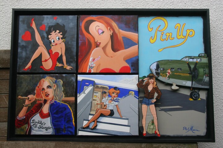 Painting titled "Pin up" by Philippe Marin, Original Artwork, Acrylic
