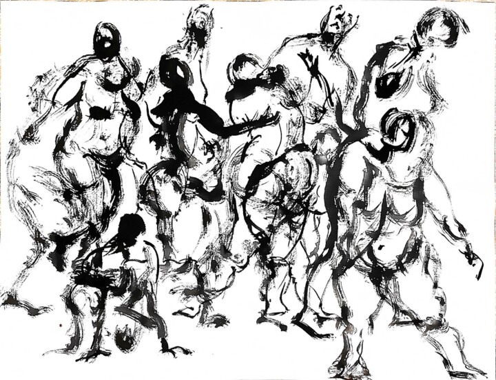 Dessin intitulée "Danseuse en mouveme…" par Olivier De Clermont-Tonnerre, Œuvre d'art originale, Encre