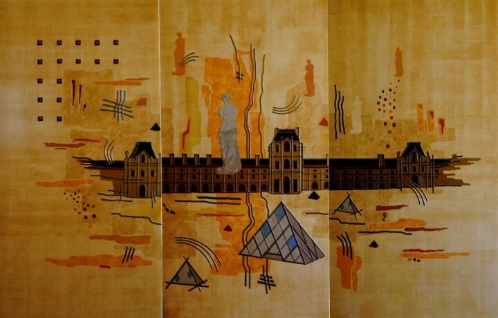 Painting titled "Triptyque Louvres " by Guy Laffont, Original Artwork, Aluminium