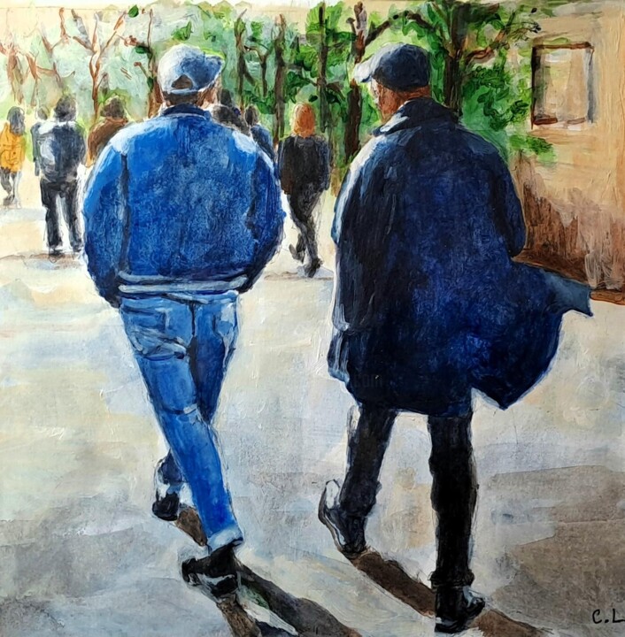 Drawing titled "Marche" by Carole Leprince, Original Artwork, Acrylic