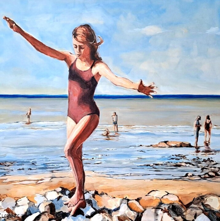 Painting titled "Equilibre" by Carole Leprince, Original Artwork, Acrylic