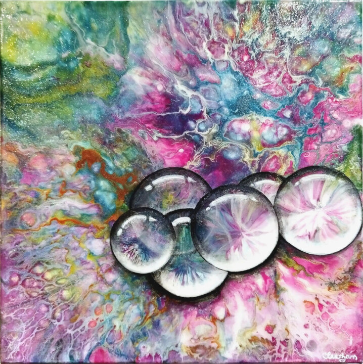 Painting titled "Bubbles" by Clauzan, Original Artwork, Acrylic