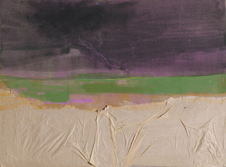 Collages titled "Vert orage" by Axelle Du Rouret, Original Artwork, Acrylic