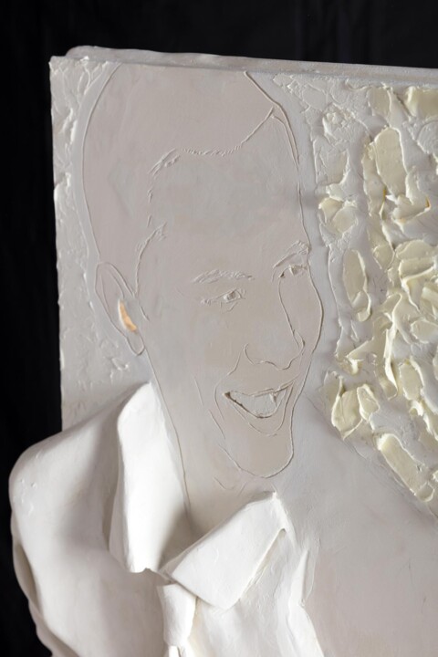Printmaking titled "OBAMA (détail)" by Franck Sadock, Original Artwork, Engraving