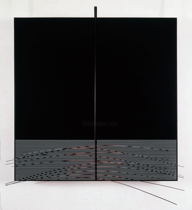 Painting titled "Tiges plates avec R…" by Jesús Rafael Soto, Original Artwork, Metals