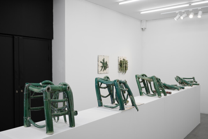 Sculpture titled "Dance of chairs" by Zhuo Qi, Original Artwork, Ceramics