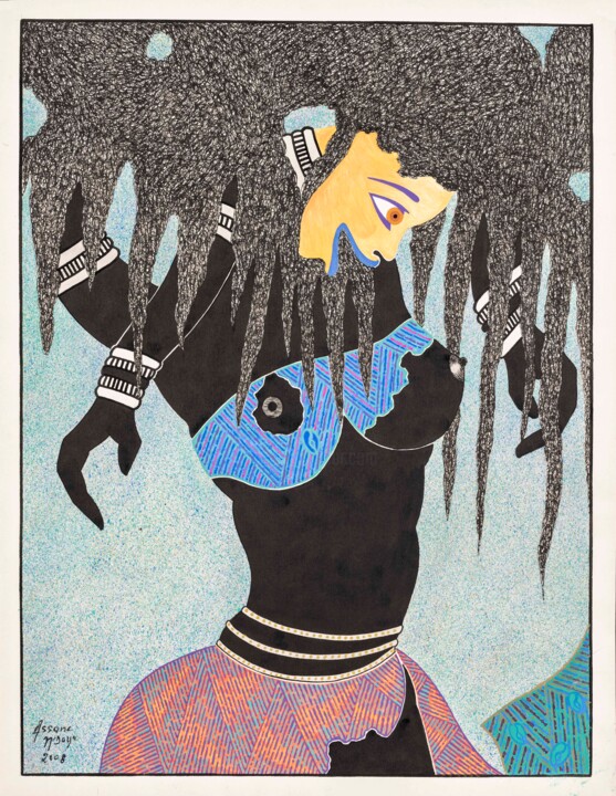 Drawing titled "The woman tree" by Assane N'Doye, Original Artwork, Ink