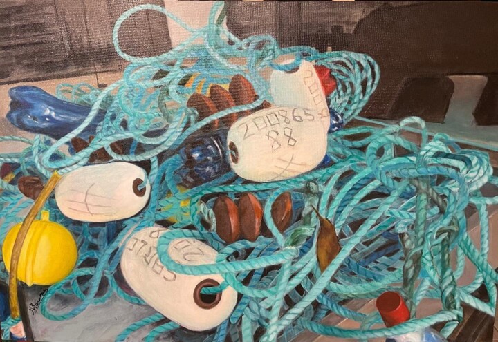 Painting titled "Les cordes  " by Nicole Maragnes  Lincertin, Original Artwork, Acrylic