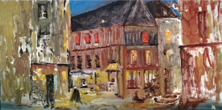 Painting titled "Place Valencia de V…" by Estrada Tamargo, Original Artwork, Aluminium