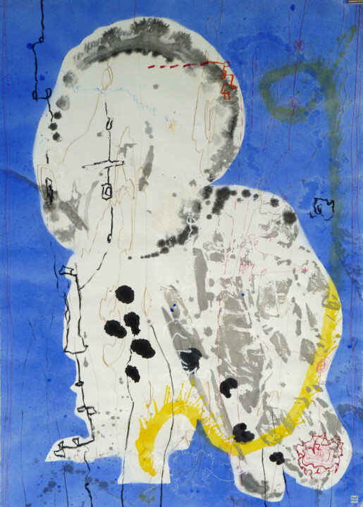 Drawing titled "Signs II - Présence" by Christophe Tissot, Original Artwork, Ink