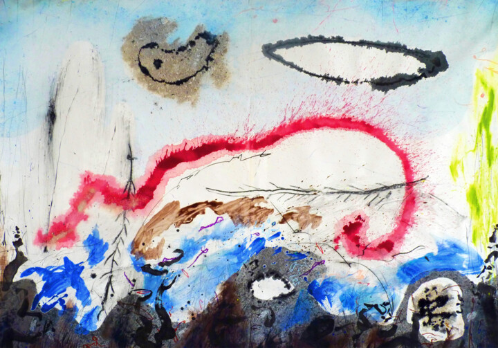 Drawing titled "Genesis #1" by Christophe Tissot, Original Artwork, Chalk
