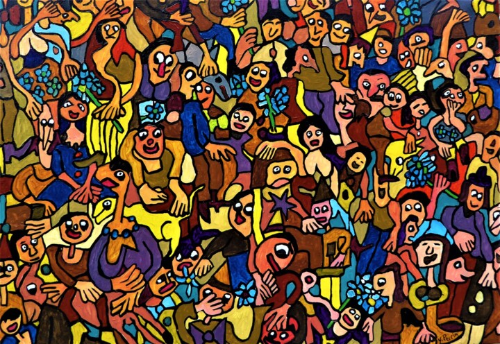 Painting titled "boulevard" by Yves Perrin, Original Artwork, Acrylic