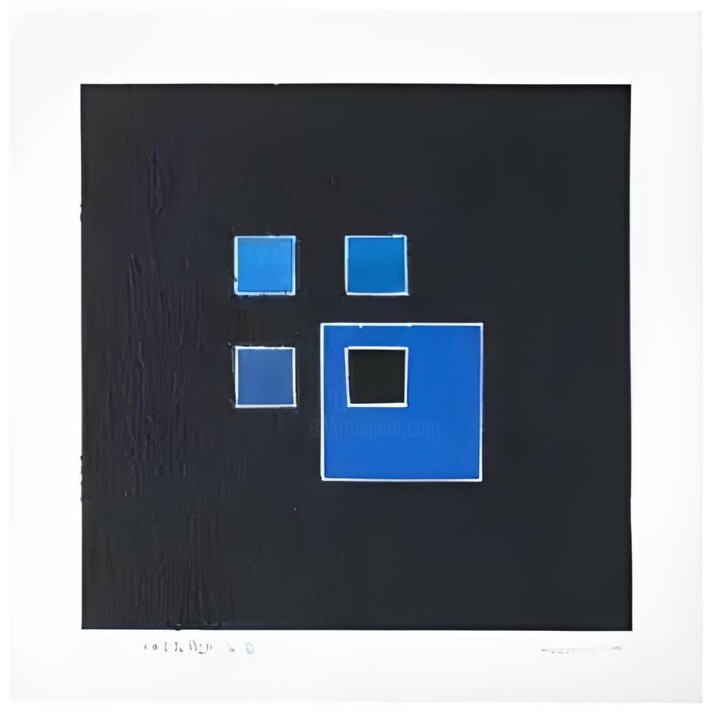 Painting titled "Le noir et le bleu" by Guy De Lussigny, Original Artwork, Gouache