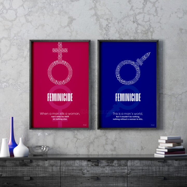 Arts numériques intitulée "Feminicide (Diptyqu…" par Monira Sophan De Cuadra (Msc), Œuvre d'art originale, Impression numéri…