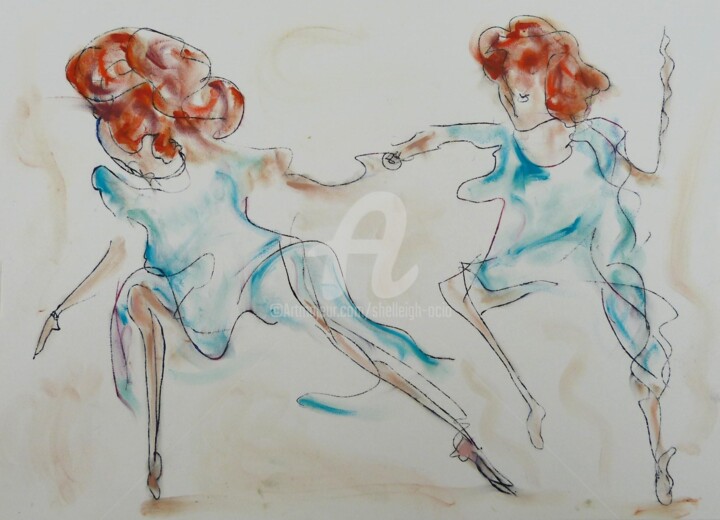 Drawing titled "Dancers II" by Shelleigh Ocio, Original Artwork, Pastel
