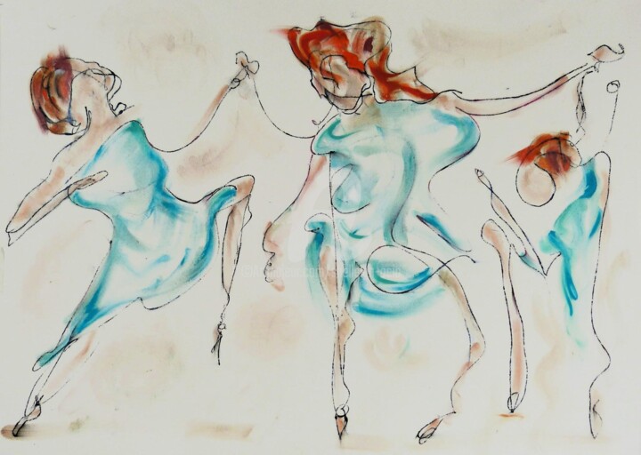 Drawing titled "Dancers III" by Shelleigh Ocio, Original Artwork, Pastel