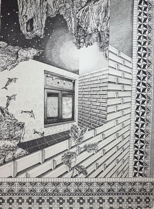 La salle de bain du 1er Drawing, 29.9x22.4 in