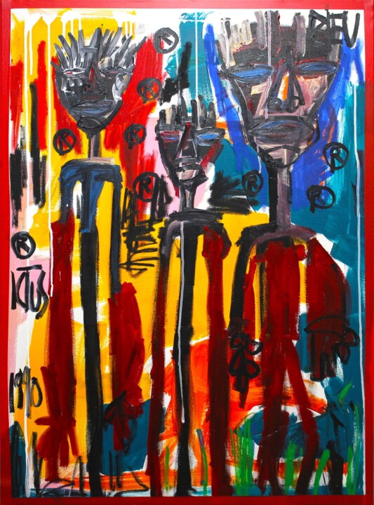 Painting titled "Foi Ego Modernité" by 0xec6d0, Original Artwork, Acrylic