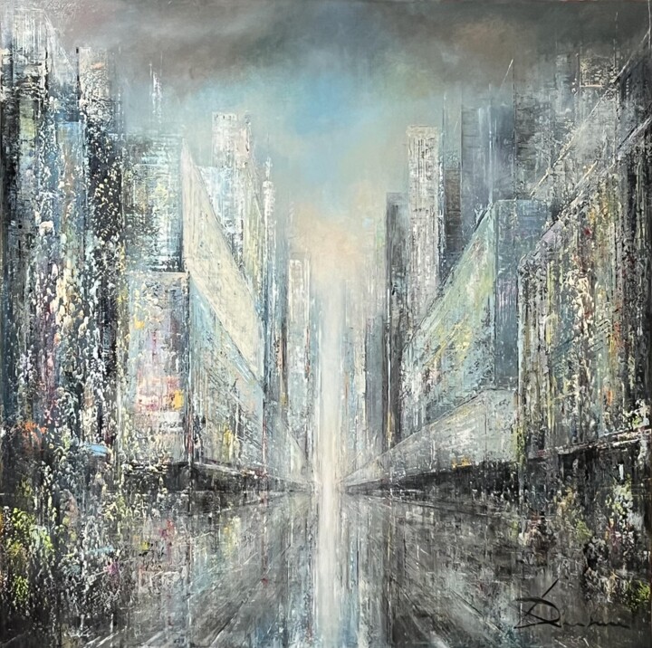 Painting titled "SOIR" by Richard Dubure, Original Artwork, Oil
