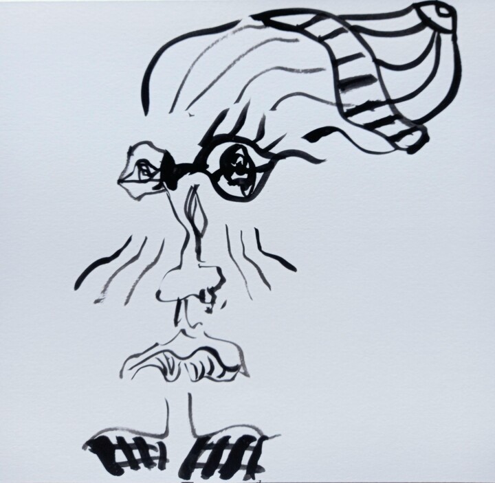 Drawing titled "La femme anglaise " by Valerie Nicolas, Original Artwork, Ink