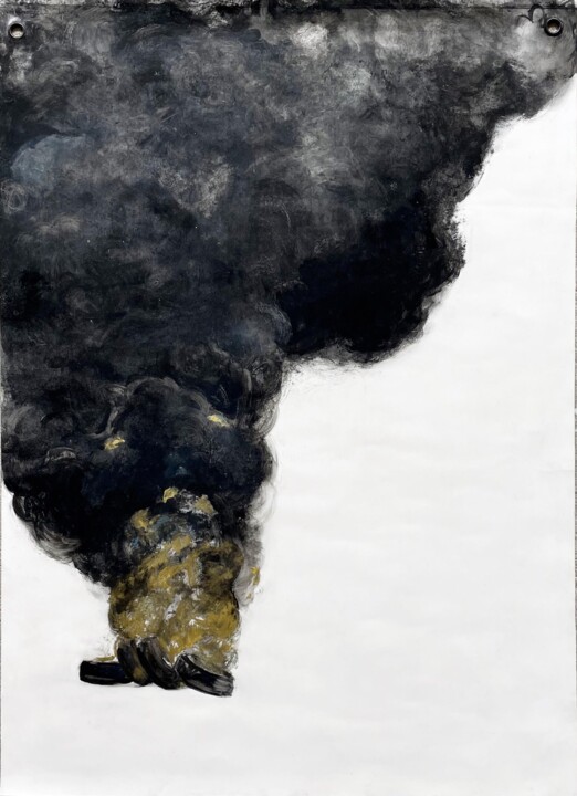Painting titled "Per Fumum" by Aurélie Galois, Original Artwork, Oil