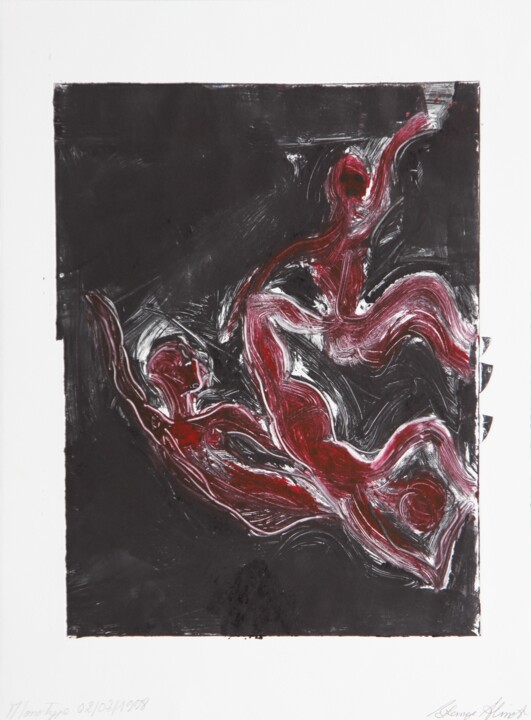 Gravures & estampes intitulée "La Danse [Dancing]" par Solange Alinot, Œuvre d'art originale, Monotype