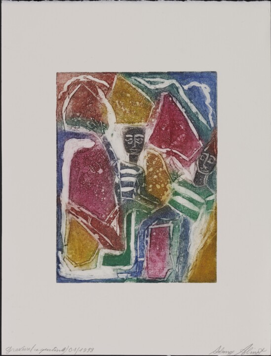 Printmaking titled "Clowns" by Solange Alinot, Original Artwork, Engraving